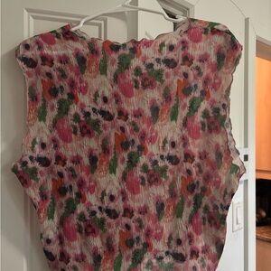 Floral Print Women's Mesh Top